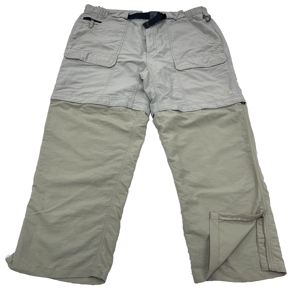 North Face‎ Pants Men XL 38x28 Tan Gray Convertible Shorts Outdoors Hiking Nylon